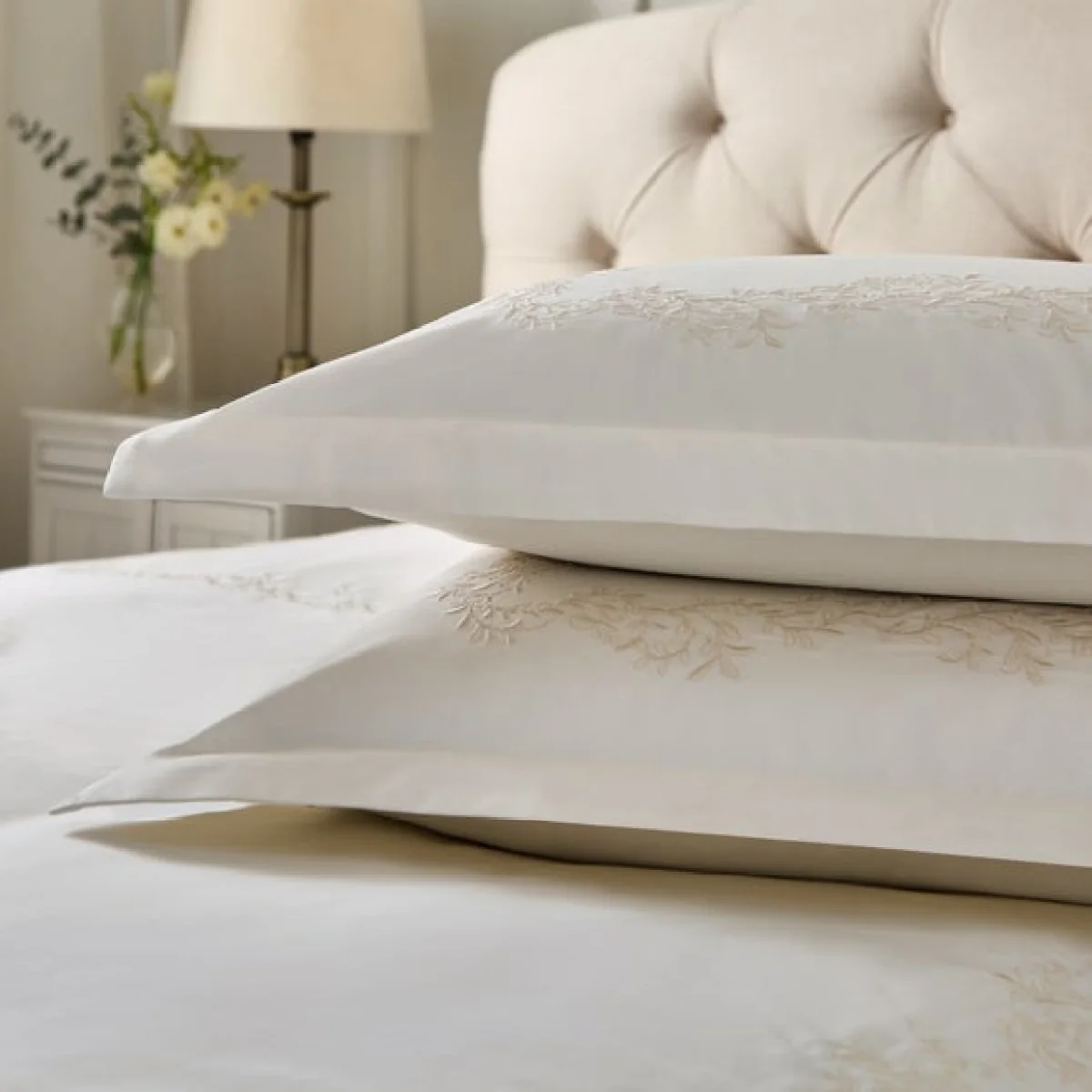 Dorma Camerelle Embroidery 100% Cotton Sateen Oxford Pillowcase Pair – image 2
