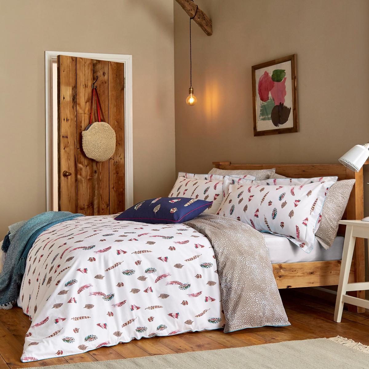 Joules Feathers Chalk 100% Cotton Percale Housewife Pillow Case Pair Chalky White – image 4