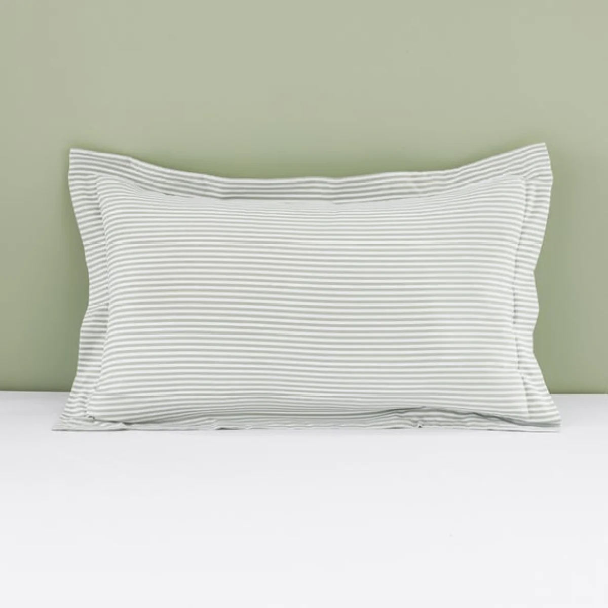 Khai Stripe Sage Oxford Pillowcase Sage (Green) – image 1