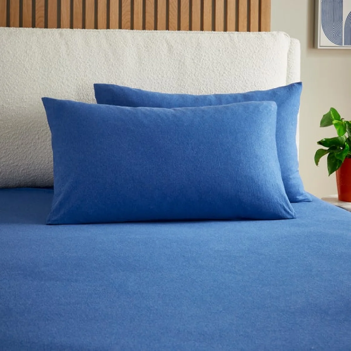 Elements Cotton Jersey Plain Standard Pillowcase Pair Classic Blue – image 1