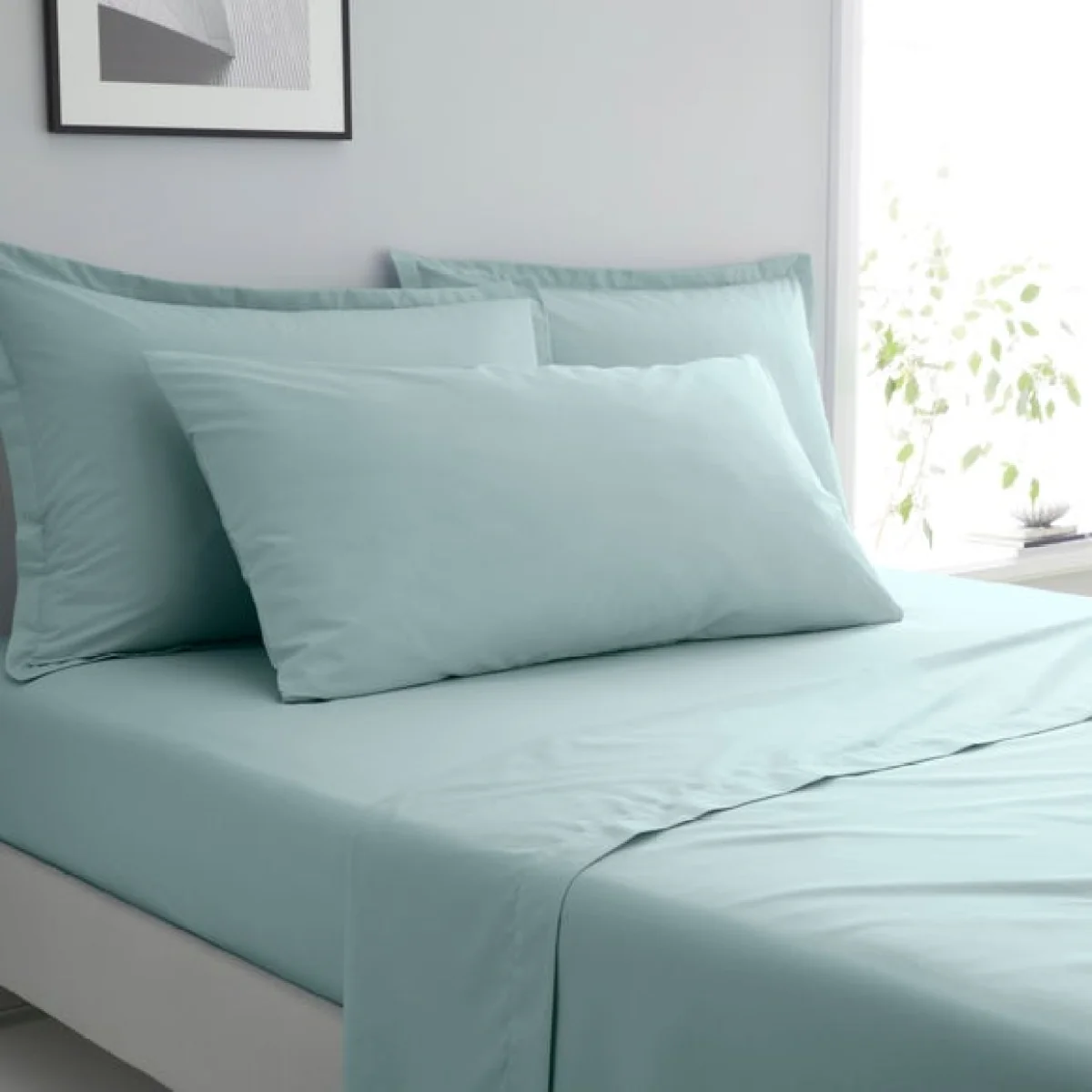Pure Cotton Bolster Pillowcase Blue – image 1