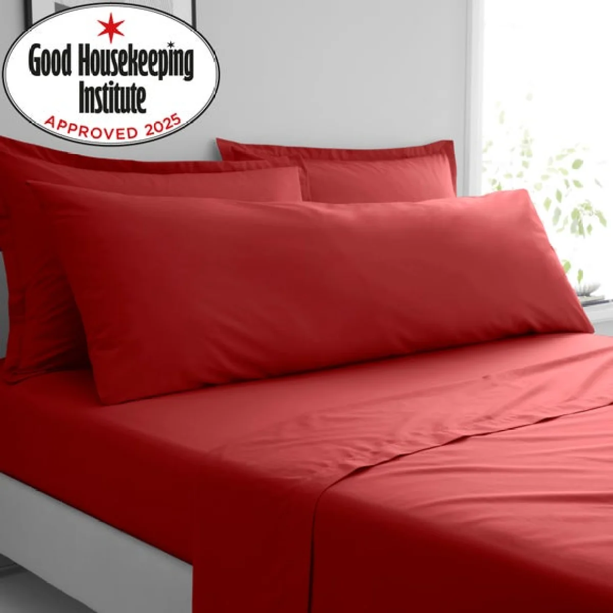 Pure Cotton Large Bolster Pillowcase Red – image 2
