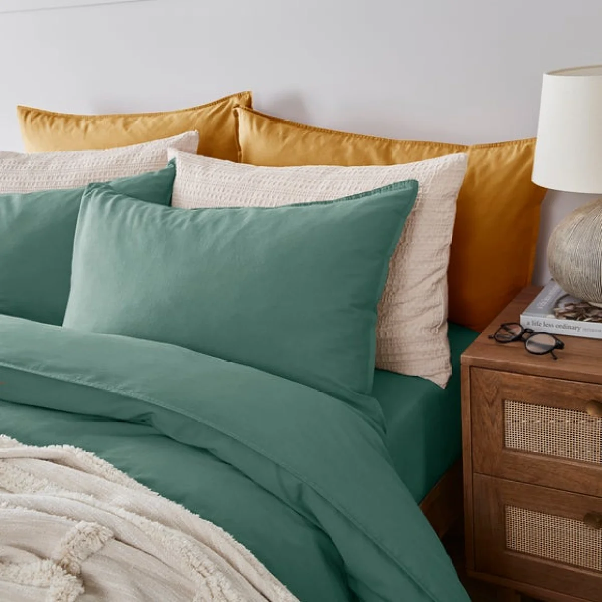 Soft Washed Recycled Cotton Standard Pillowcase Pair Mineral – image 1