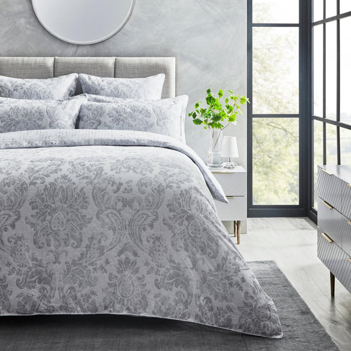 Dorma Orvieto Grey 100% Cotton Continental Pillowcase Light Grey – image 2