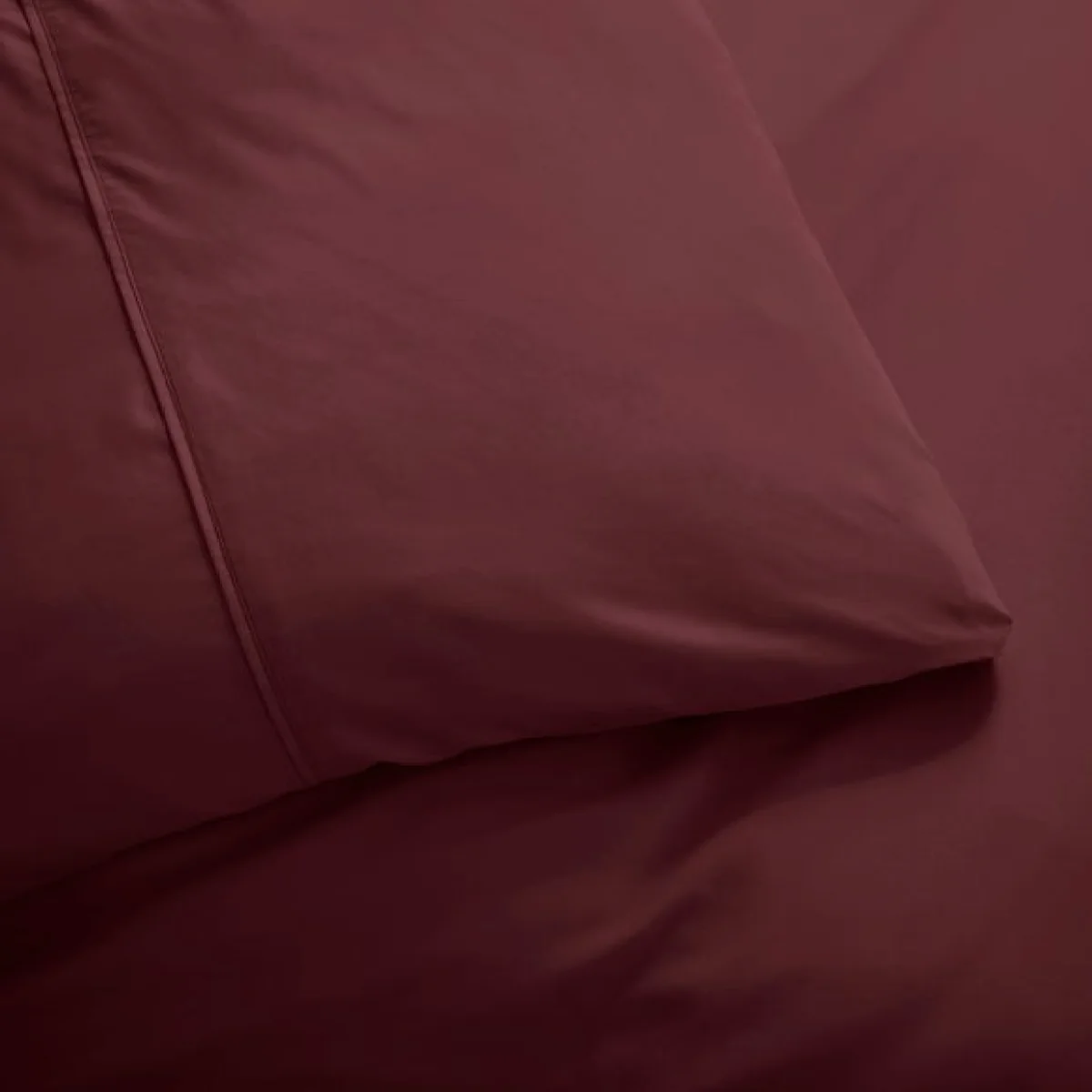 Dorma Egyptian Cotton 400 Thread Count Percale Standard Pillowcase Dark Red – image 4