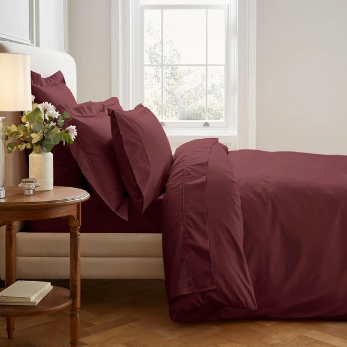 Dorma Egyptian Cotton 400 Thread Count Percale Standard Pillowcase Dark Red – image 6