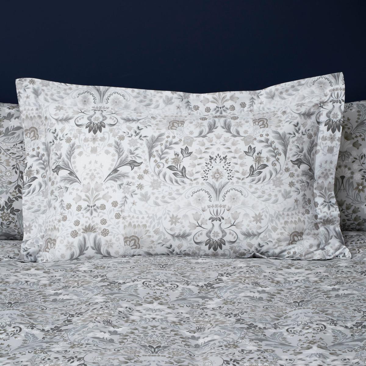 Hardwick Floral Grey Oxford Pillowcase Light Grey – image 1
