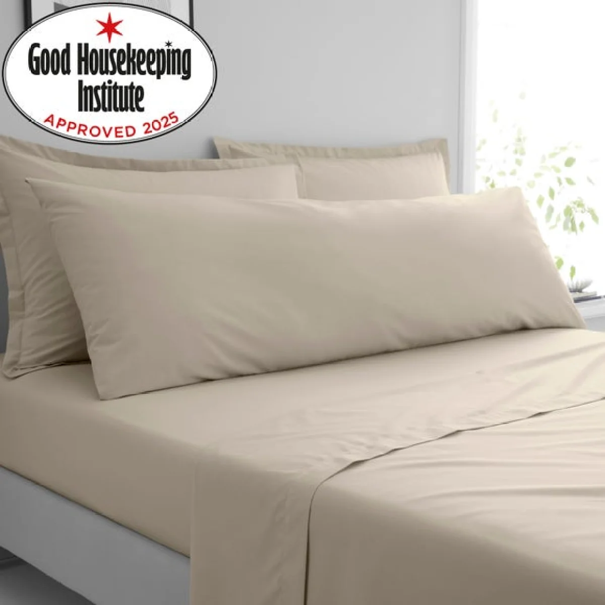 Pure Cotton Large Bolster Pillowcase Natural (Cream) – image 2