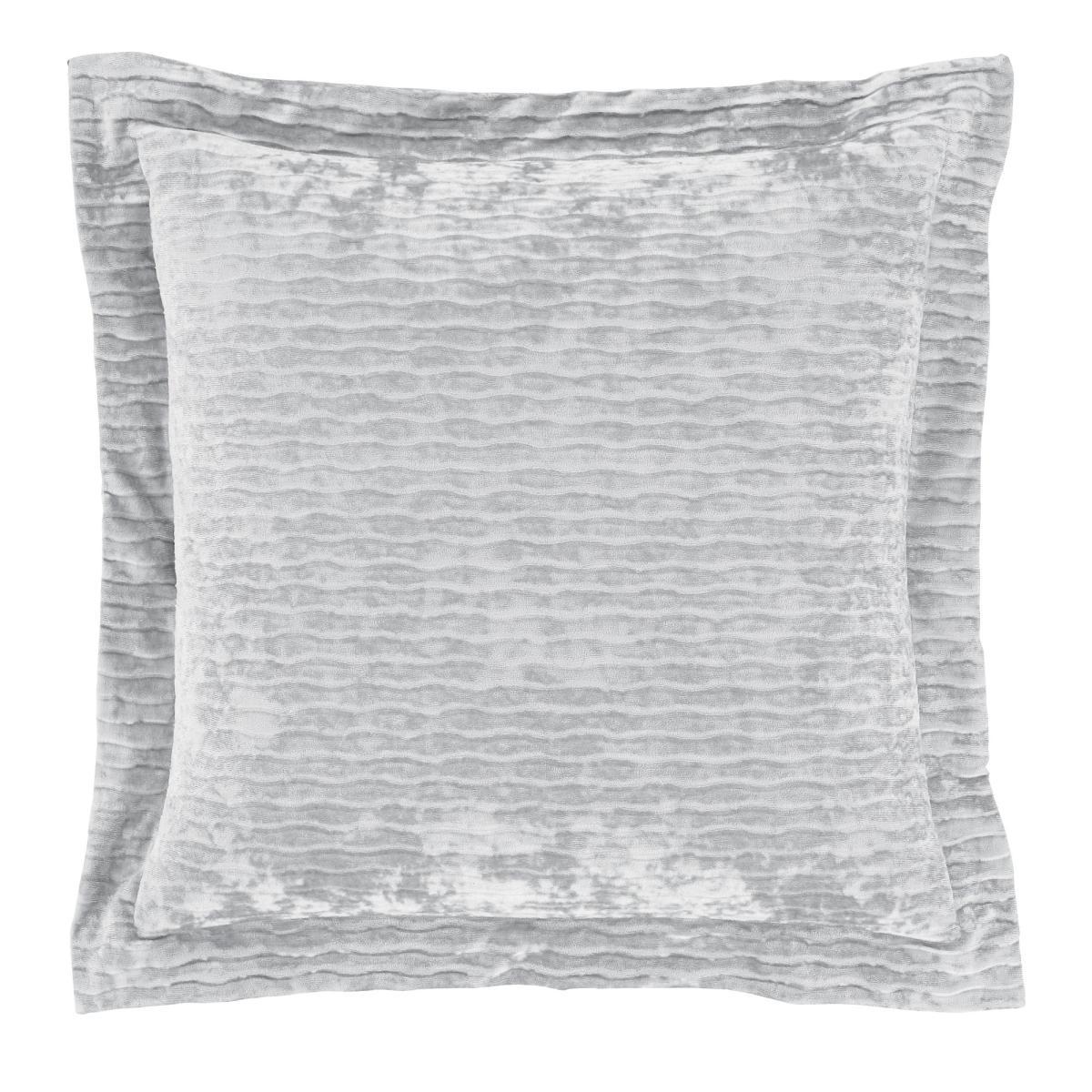 Tanith Silver Velvet Continental Square Pillowcase Silver and White – image 2