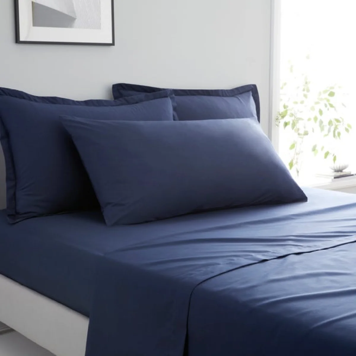 Pure Cotton Bolster Pillowcase Luxe Navy – image 1