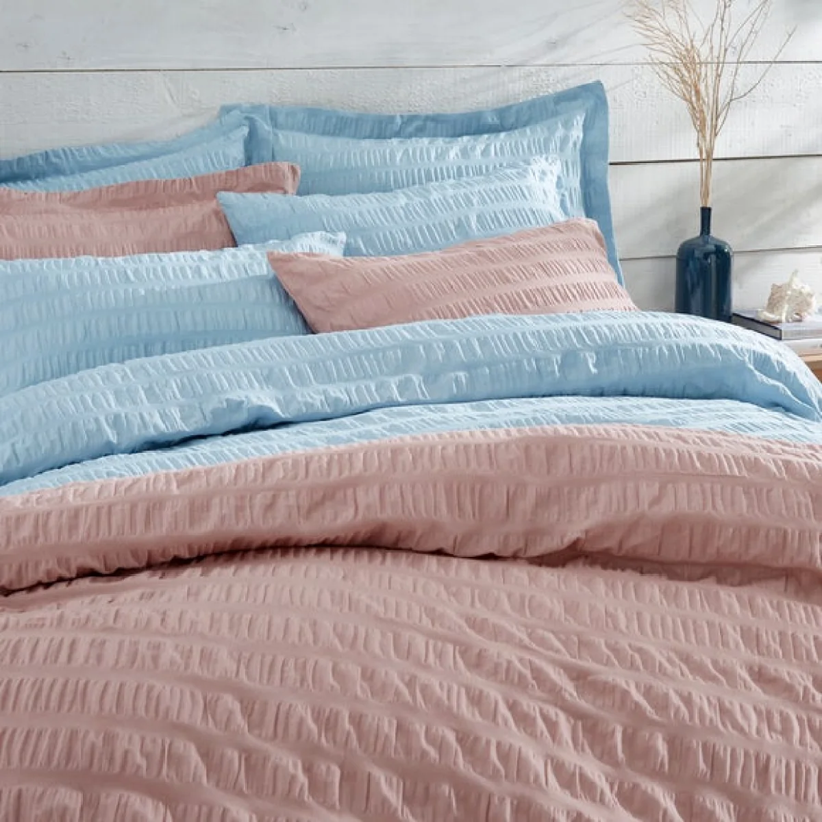 Aria Seersucker Oxford Pillowcase Powder Blue – image 5