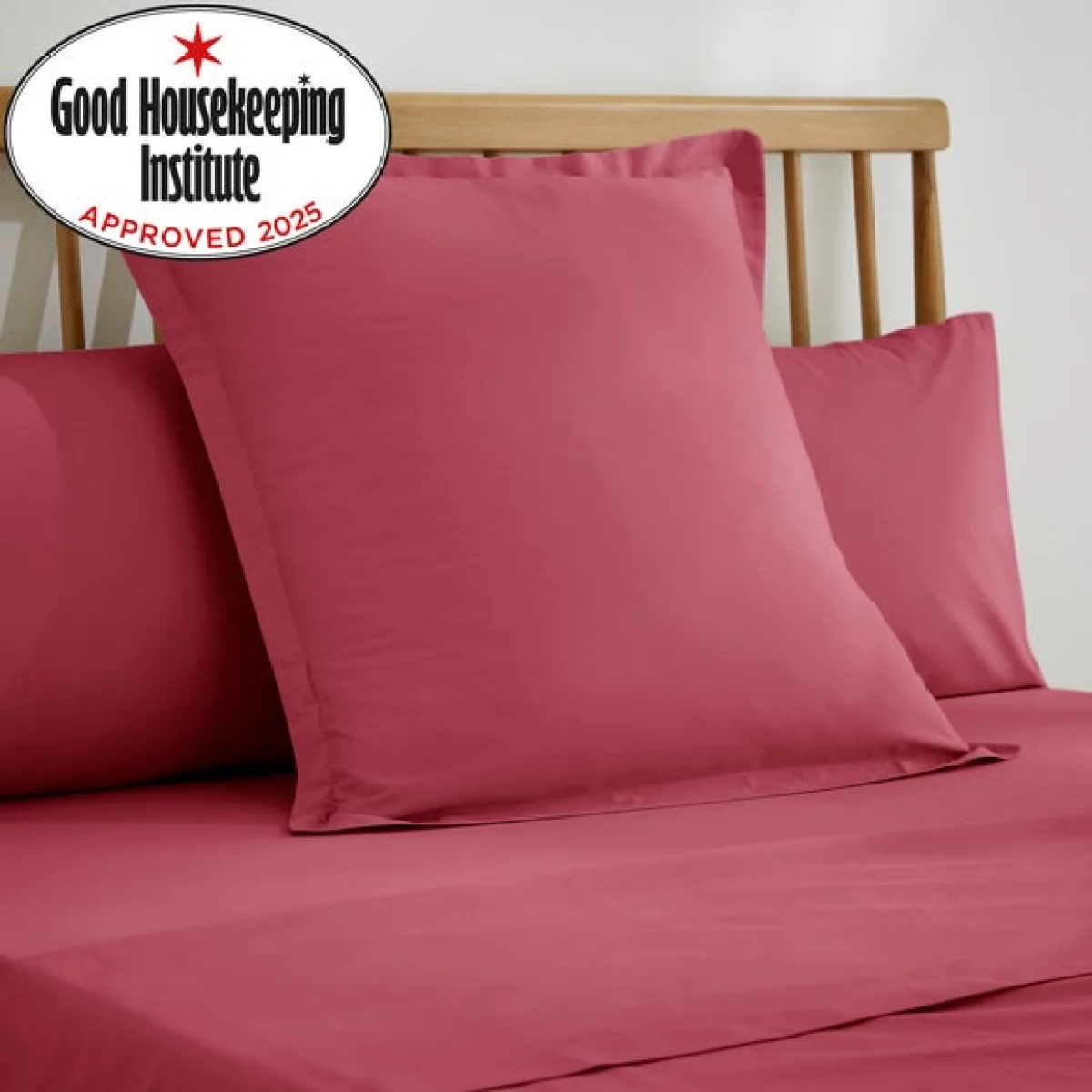 Pure Cotton Plain Dye Continental Square Pillowcase Rhubarb – image 2