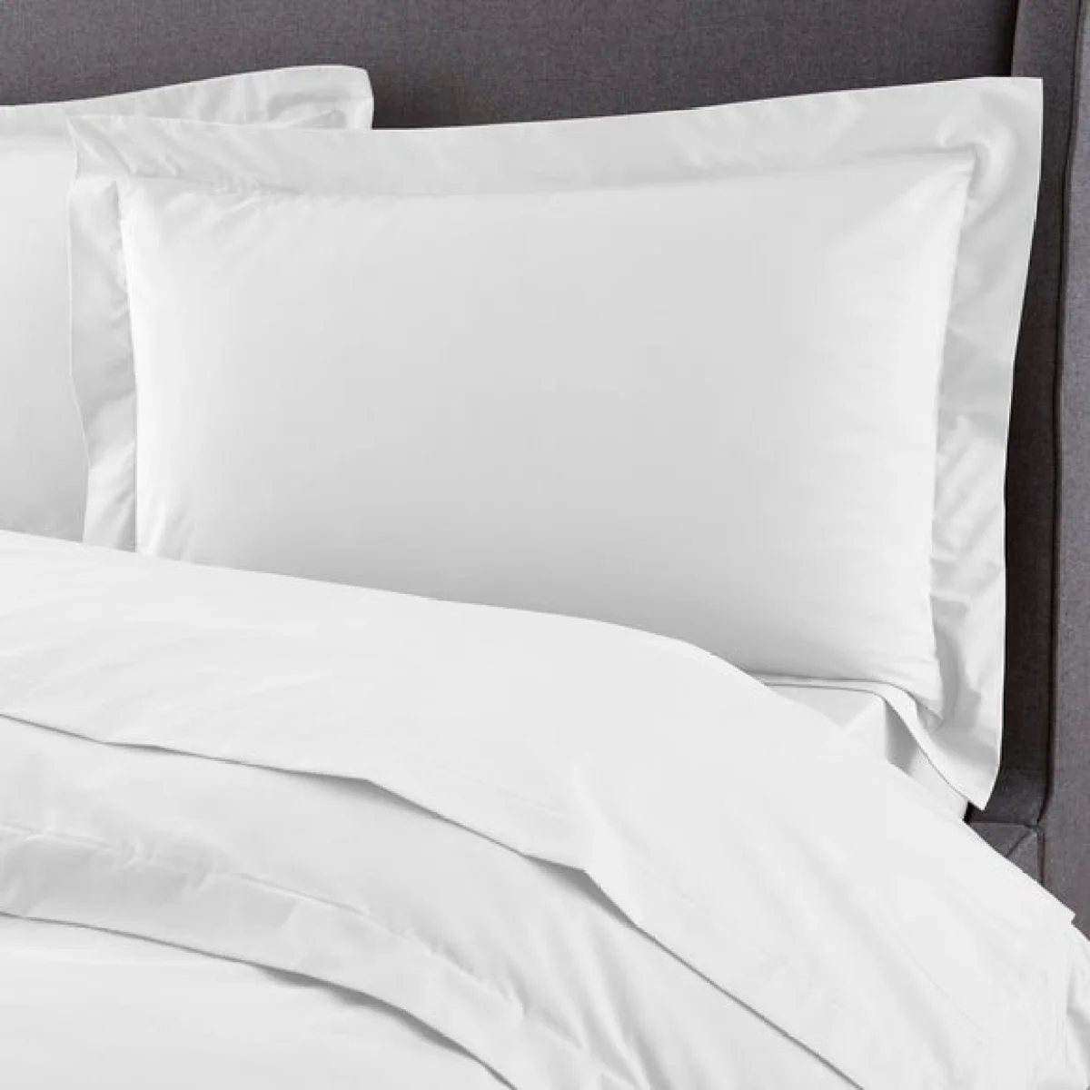 Hotel 230 Thread Count Crisp Cotton Percale Oxford Pillowcase Beige – image 2