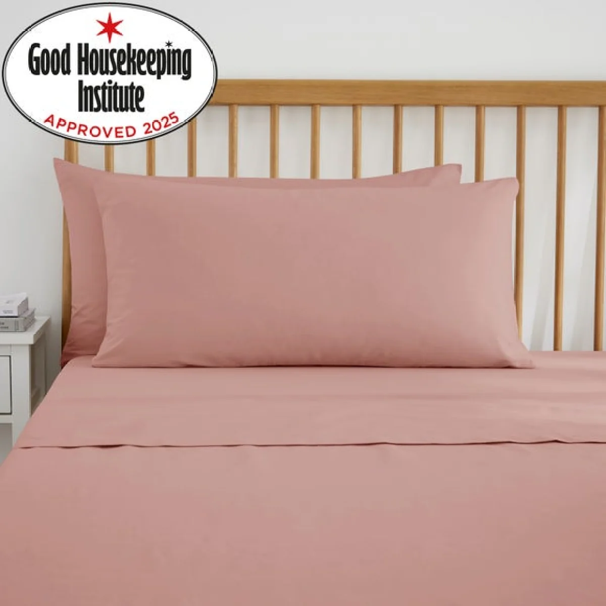 Pure Cotton Plain Dye Kingsize Standard Pillowcase Dusty Pink – image 2