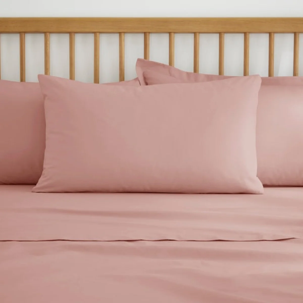 Pure Cotton Plain Dye Kingsize Standard Pillowcase Dusty Pink – image 1
