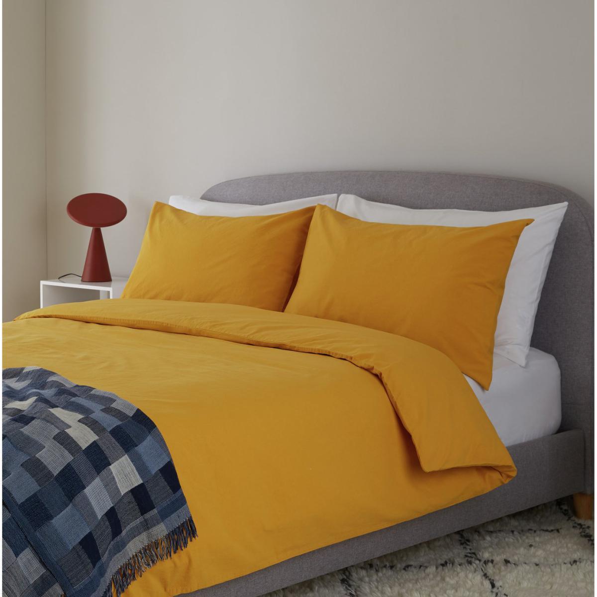 Habitat Washed Cotton Standard Pillowcase Pair - Mustard – image 2