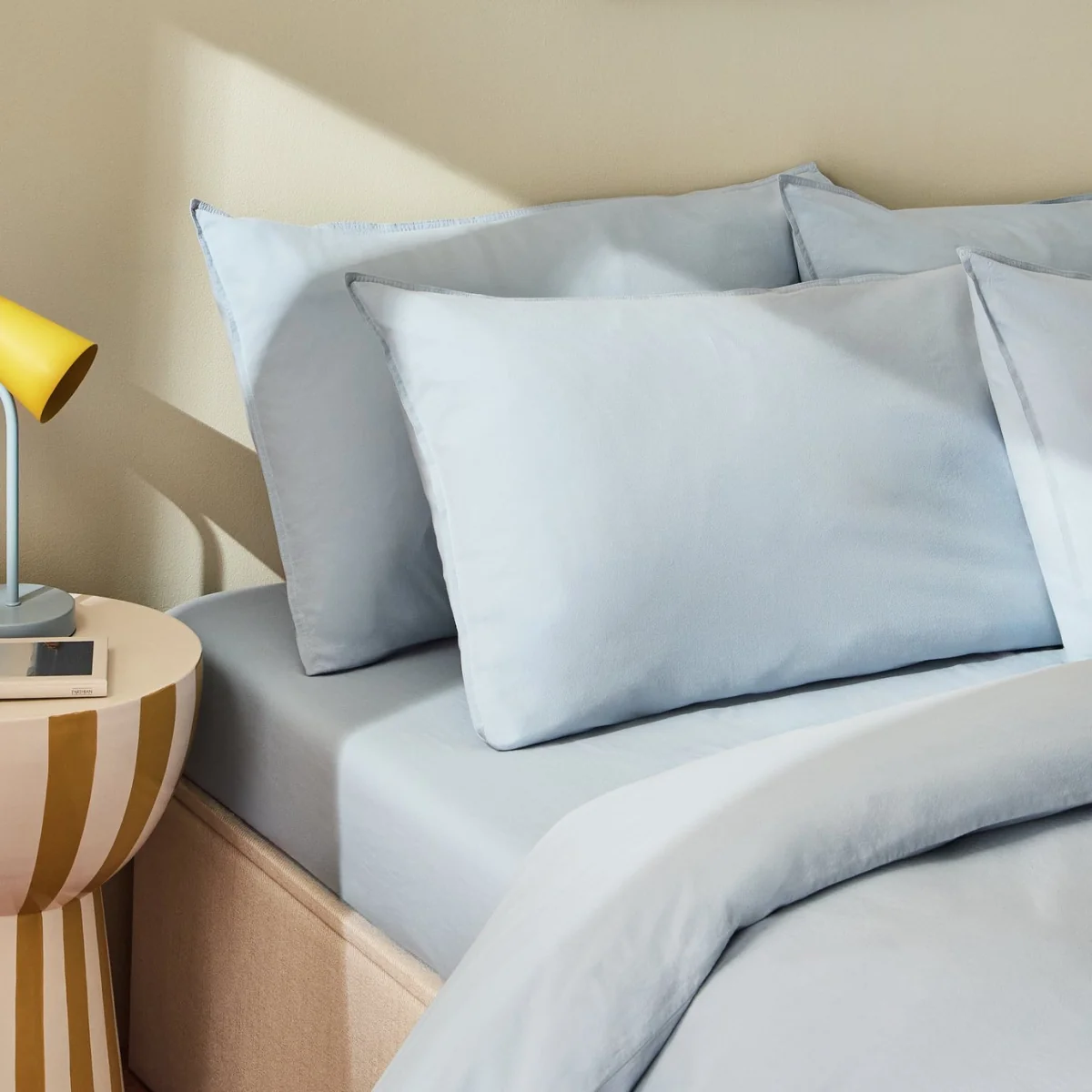 Habitat Cotton Washed Plain Blue Pillowcase Pair – image 1