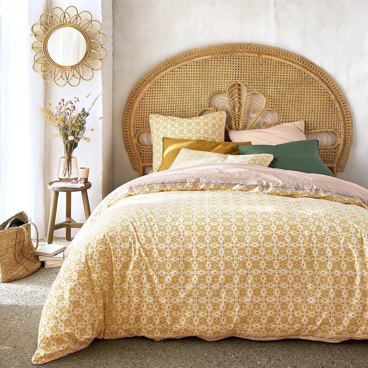 Gardenia Floral Geometric 100% Cotton Pillowcase – image 3