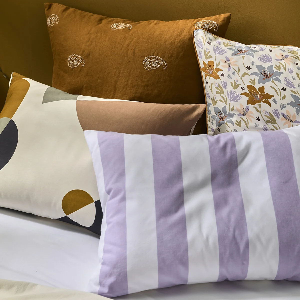 Tamori Violet Striped 100% Cotton Pillowcase – image 3