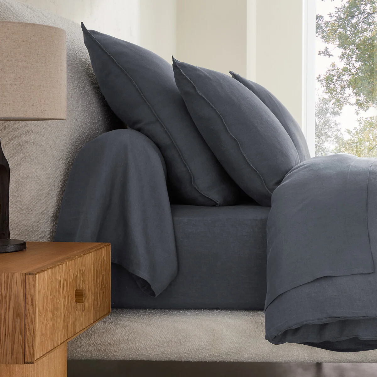 Elina 100% Washed Linen Bolster Pillowcase – image 2