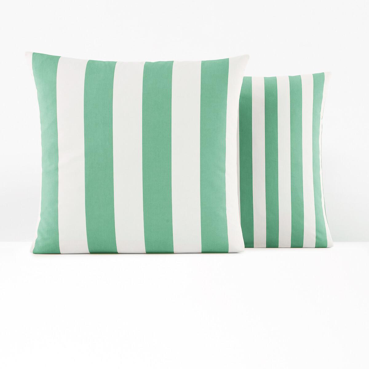 Hendaye Green Striped 100% Cotton Pillowcase – image 2
