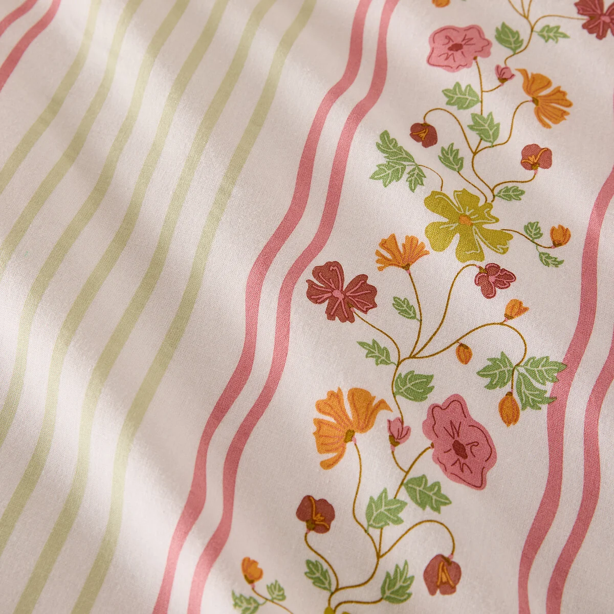 Fabiola Striped/Floral Print Washed Cotton Pillowcase – image 5