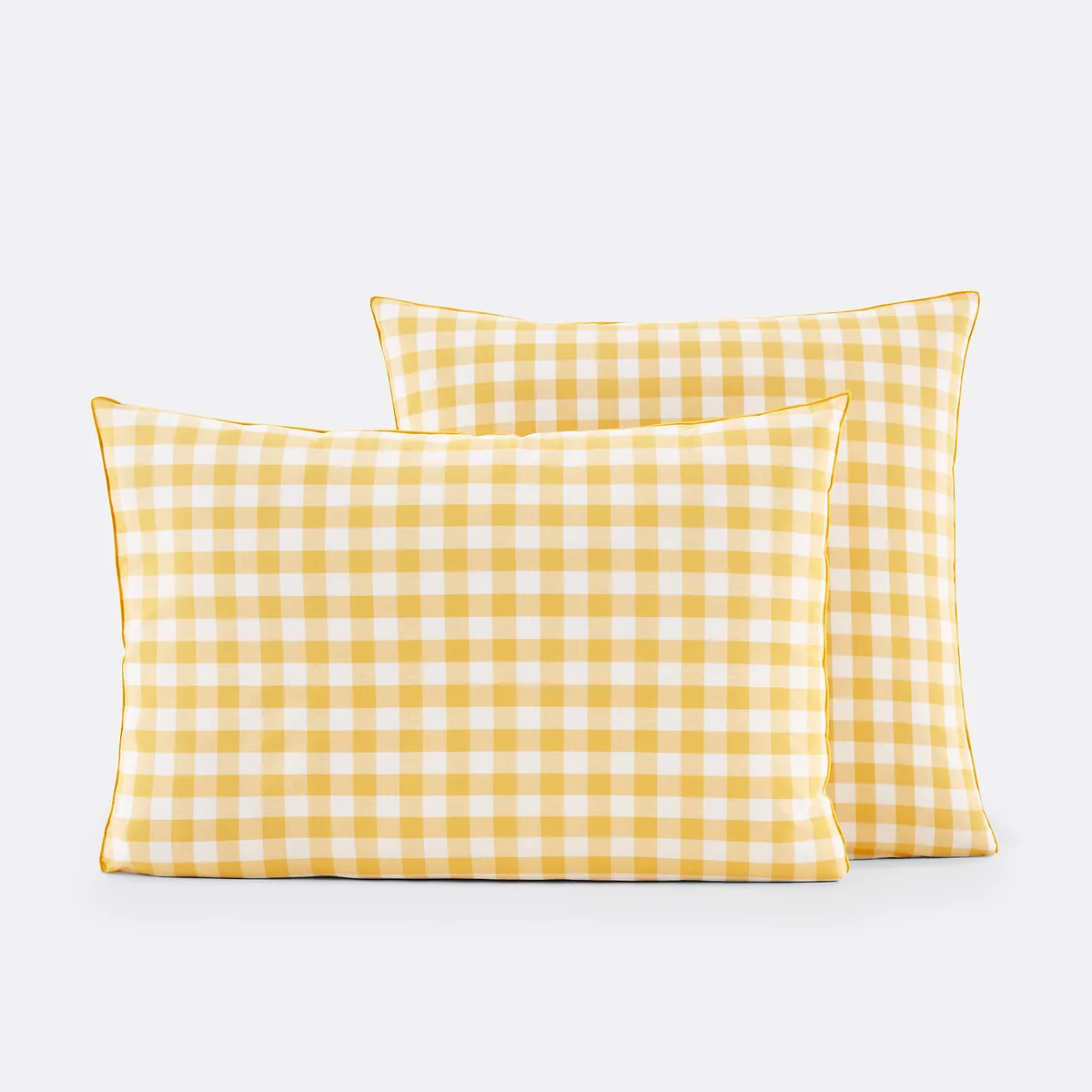 Veldi Yellow Gingham Check 100% Cotton Pillowcase – image 2