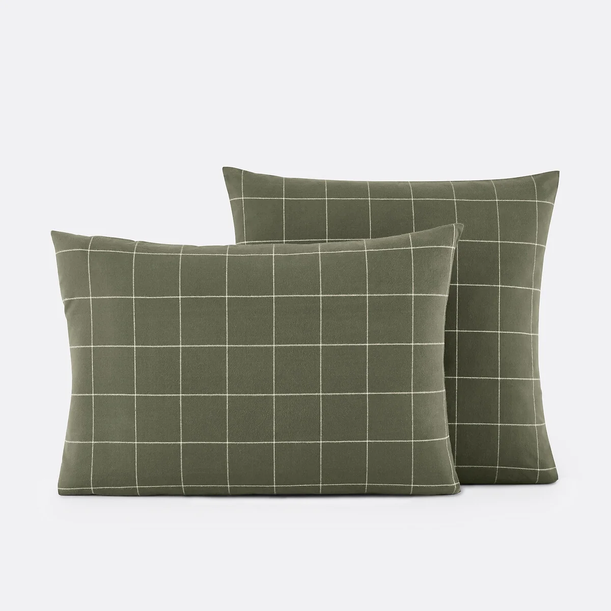 Charlie Khaki Checked 100% Cotton Flannel Pillowcase – image 2