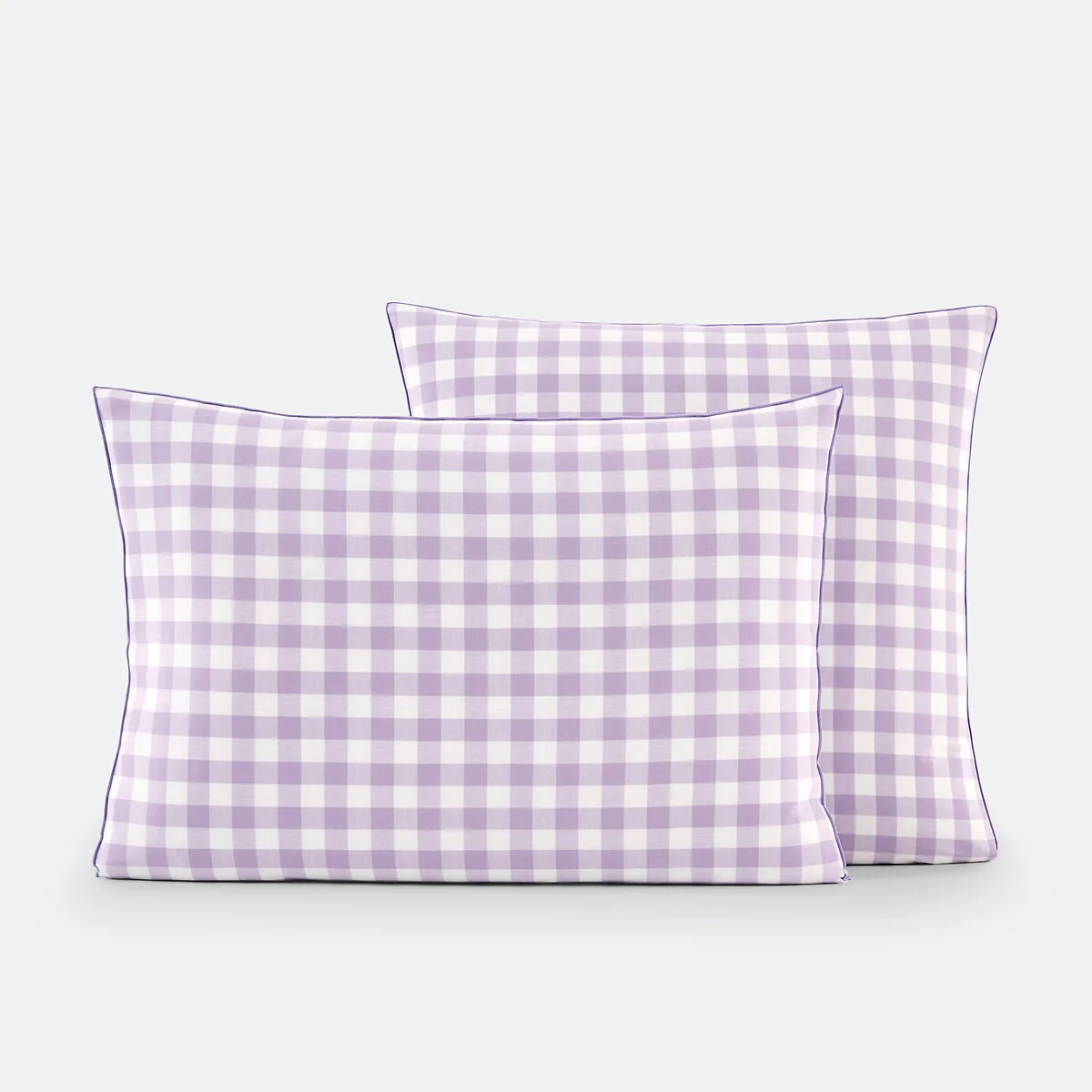 Veldi Purple Gingham Check 100% Cotton Pillowcase – image 2