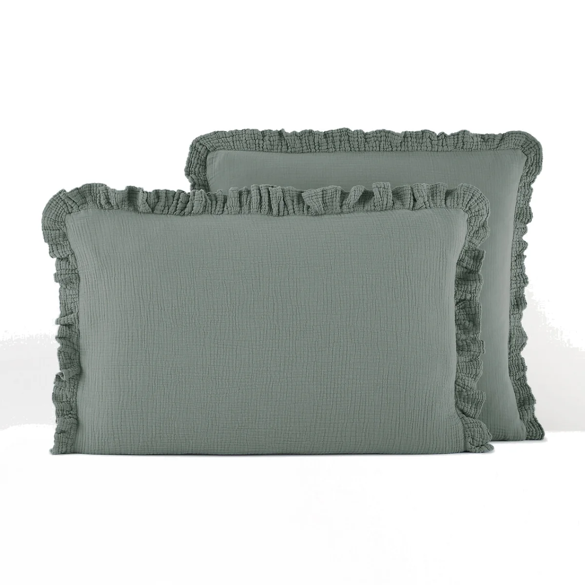Kumla Plain Ruffle 100% Cotton Muslin Pillowcase – image 1