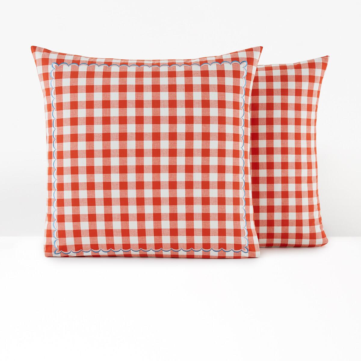 Mallory Embroidered Gingham 100% Cotton Pillowcase – image 2