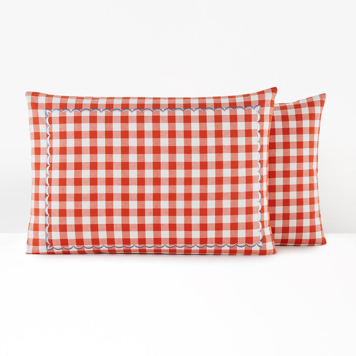 Mallory Embroidered Gingham 100% Cotton Pillowcase – image 3