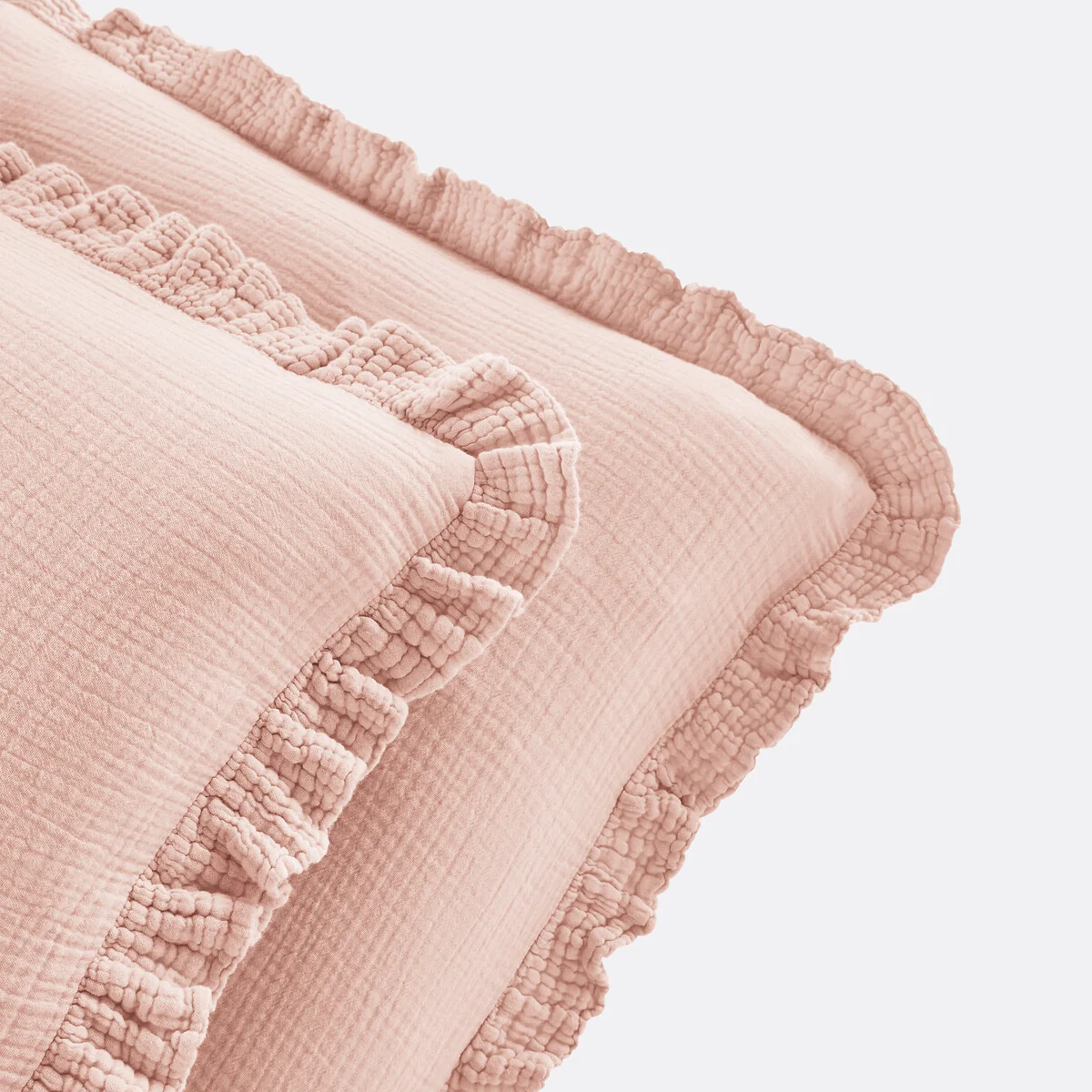 Kumla Plain Ruffle 100% Cotton Muslin Pillowcase – image 3