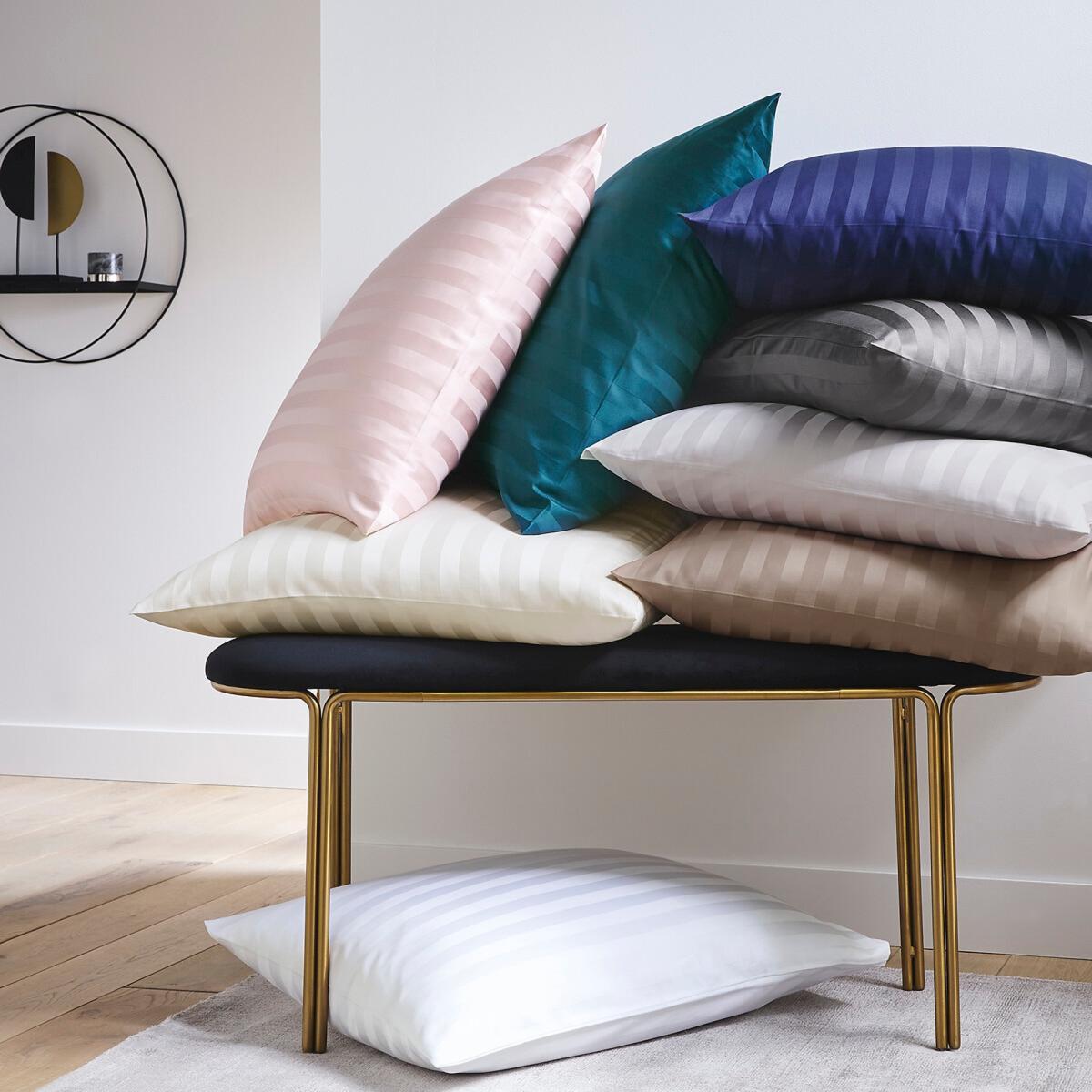 Striped Cotton Satin Bolster Cover – image 3