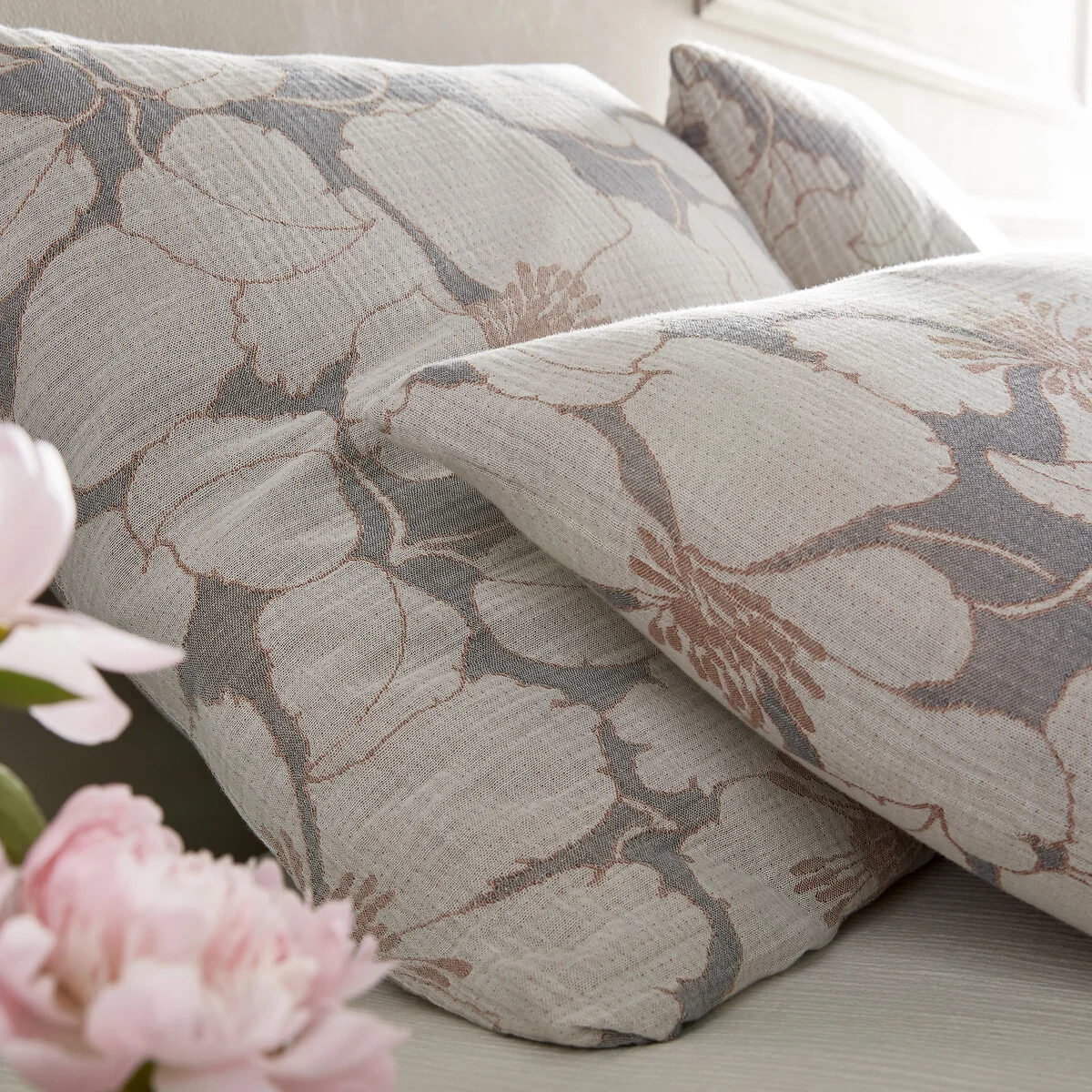 Tamia Floral 100% Organic Cotton Double Muslin 350 Thread Count Pillowcase – image 5