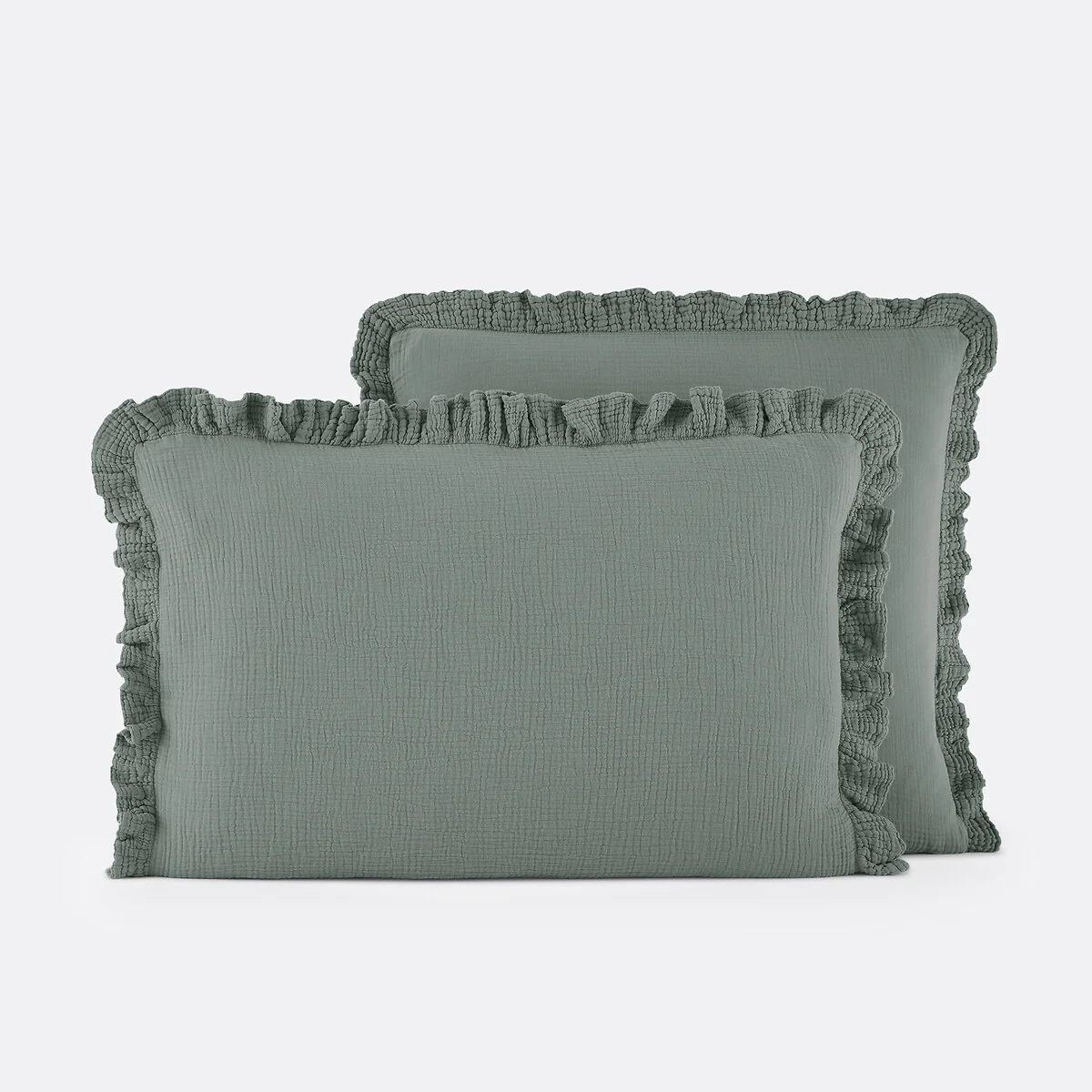 Kumla Plain Ruffle 100% Cotton Muslin Pillowcase – image 2