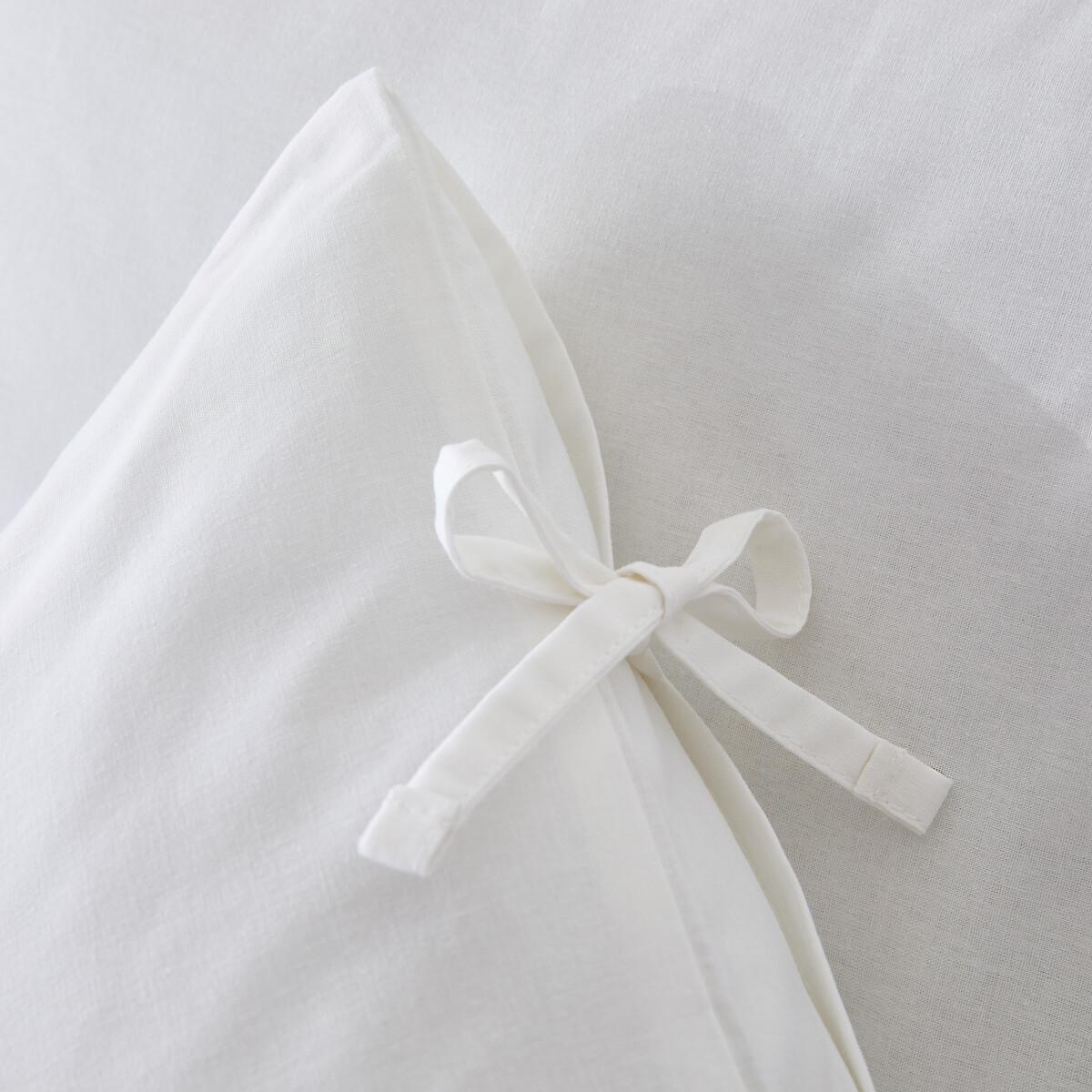 Scenario Plain Cotton Pillowcase with Tie Fastening – image 4