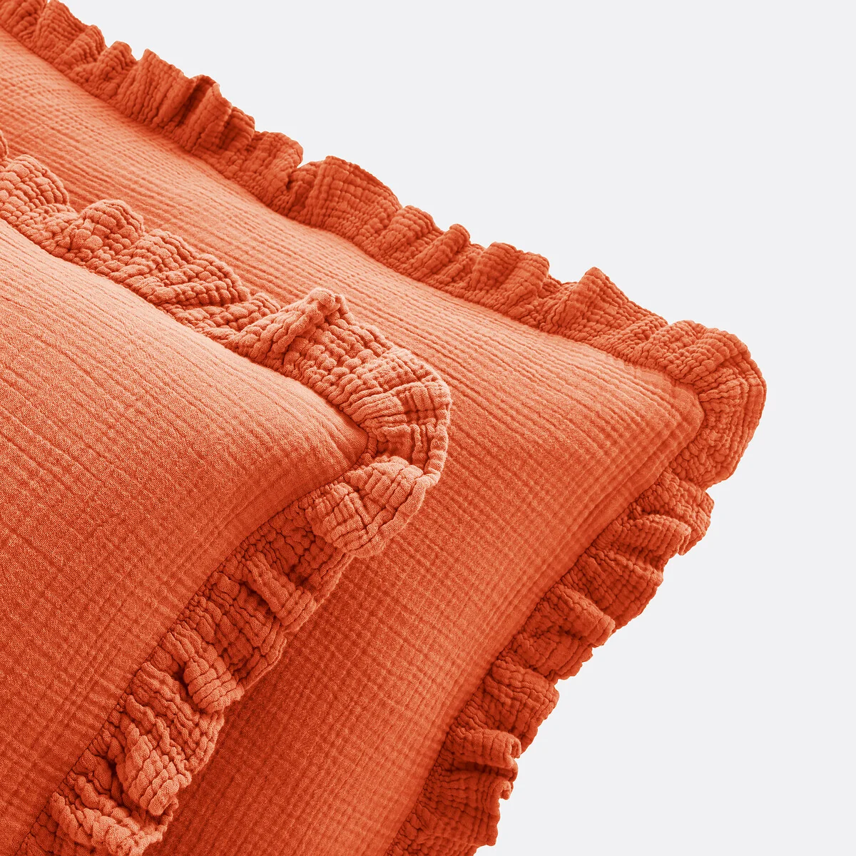 Kumla Plain Ruffle 100% Cotton Muslin Pillowcase – image 3