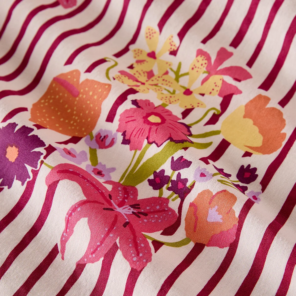 Belardi Striped/Floral Print Washed Cotton Pillowcase – image 5
