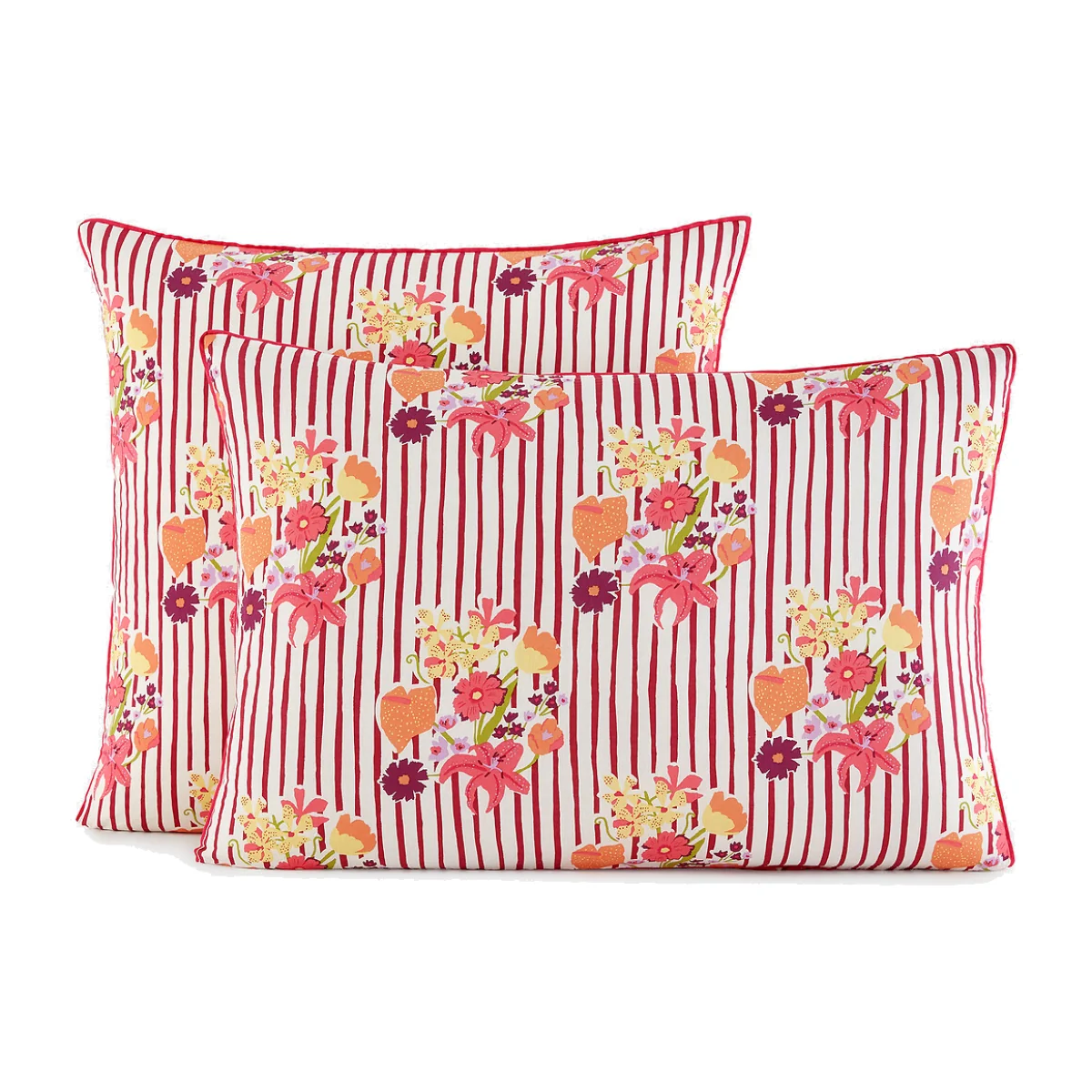 Belardi Striped/Floral Print Washed Cotton Pillowcase – image 1