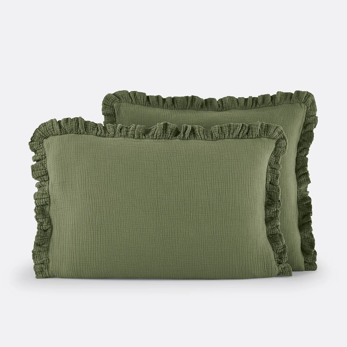 Kumla Plain Ruffle 100% Cotton Muslin Pillowcase – image 2