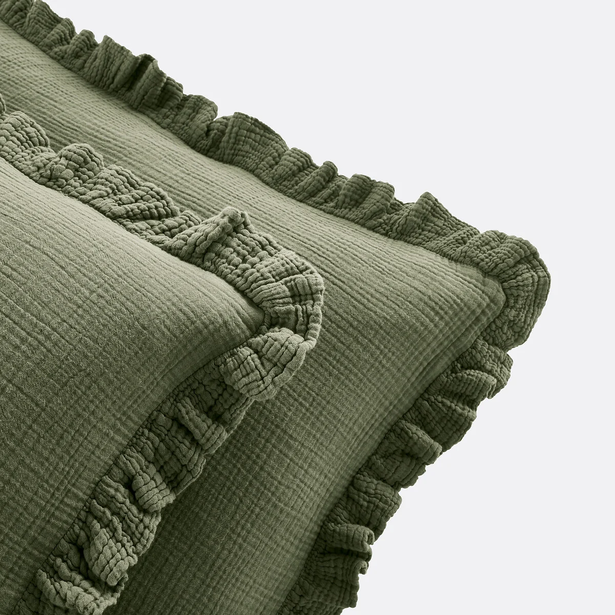 Kumla Plain Ruffle 100% Cotton Muslin Pillowcase – image 3