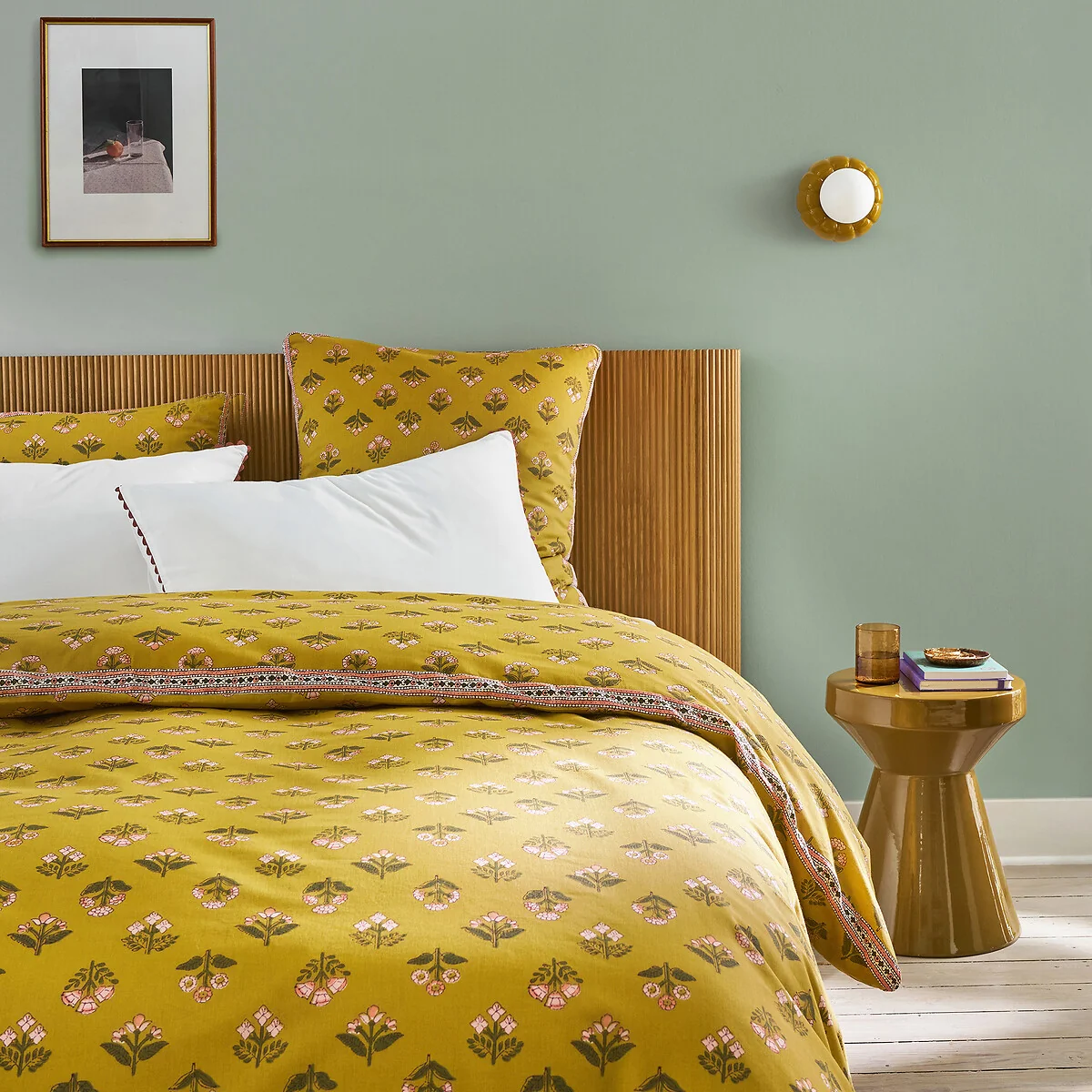 Vandi Ocre Floral Print Washed Cotton Pillowcase – image 2