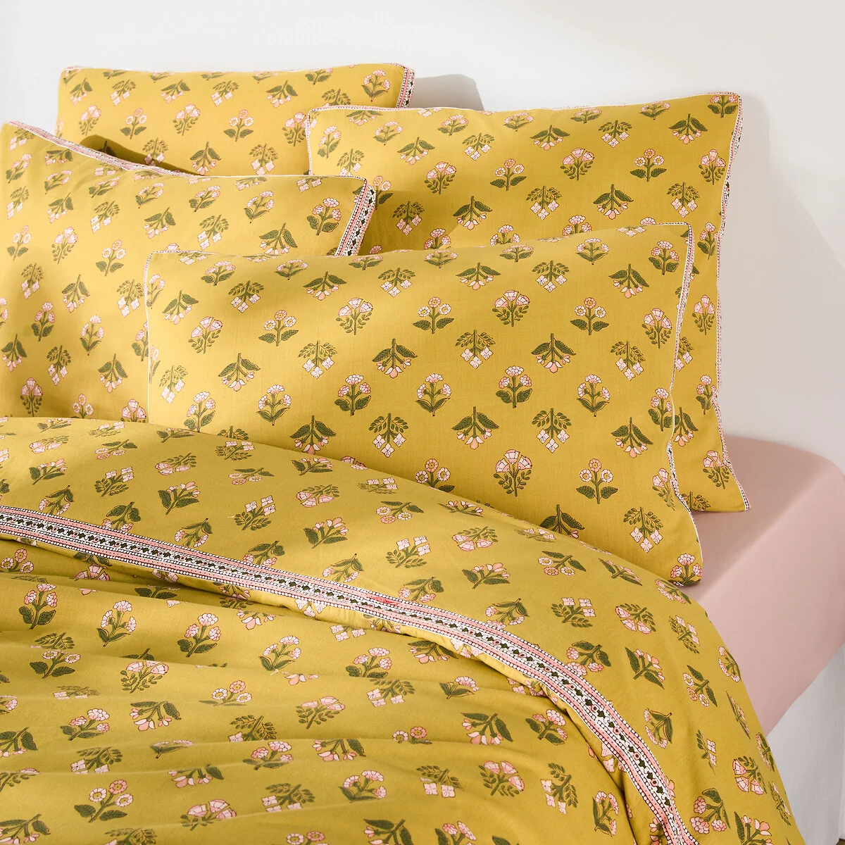 Vandi Ocre Floral Print Washed Cotton Pillowcase – image 3