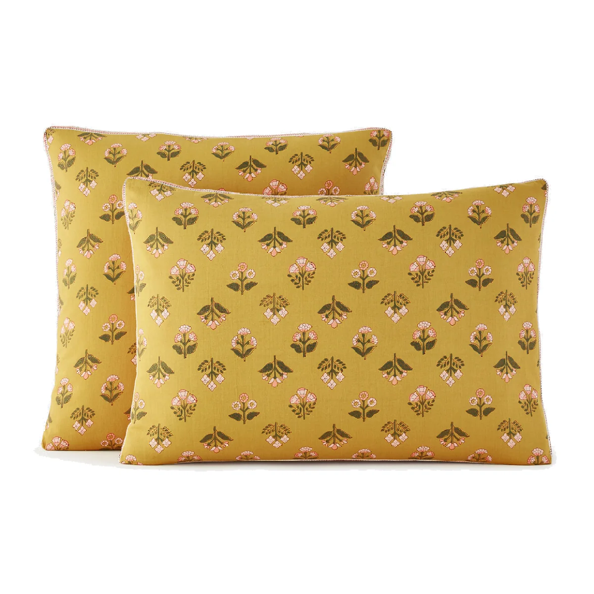 Vandi Ocre Floral Print Washed Cotton Pillowcase – image 1