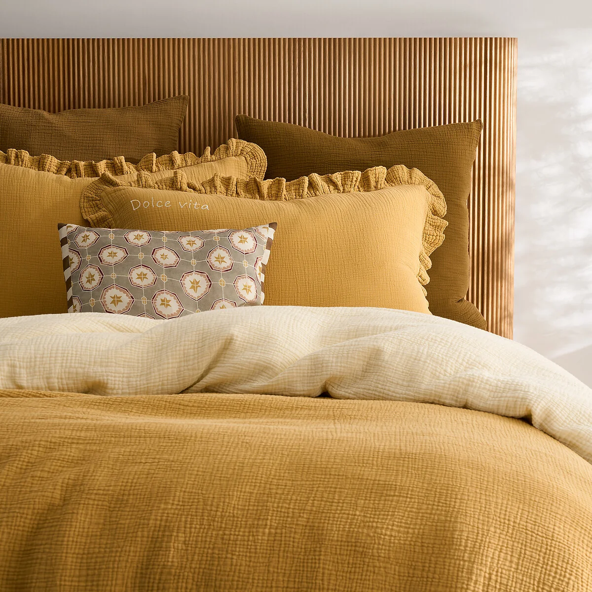 Kumla Plain Cotton Muslin Ruffled Pillowcase – image 8