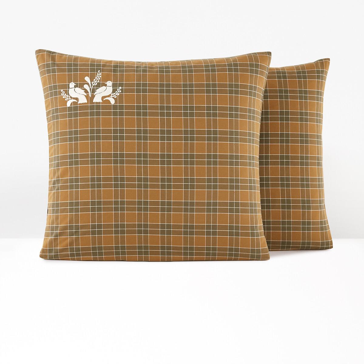 Lotta Embroidered Tartan 100% Cotton Pillowcase – image 2