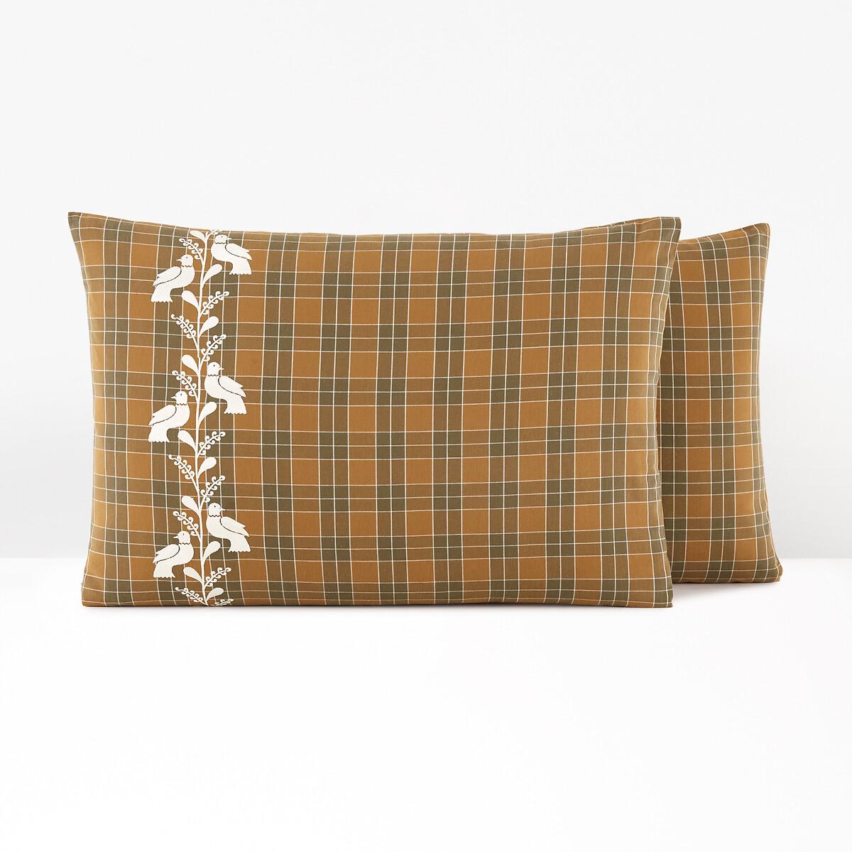 Lotta Embroidered Tartan 100% Cotton Pillowcase – image 3