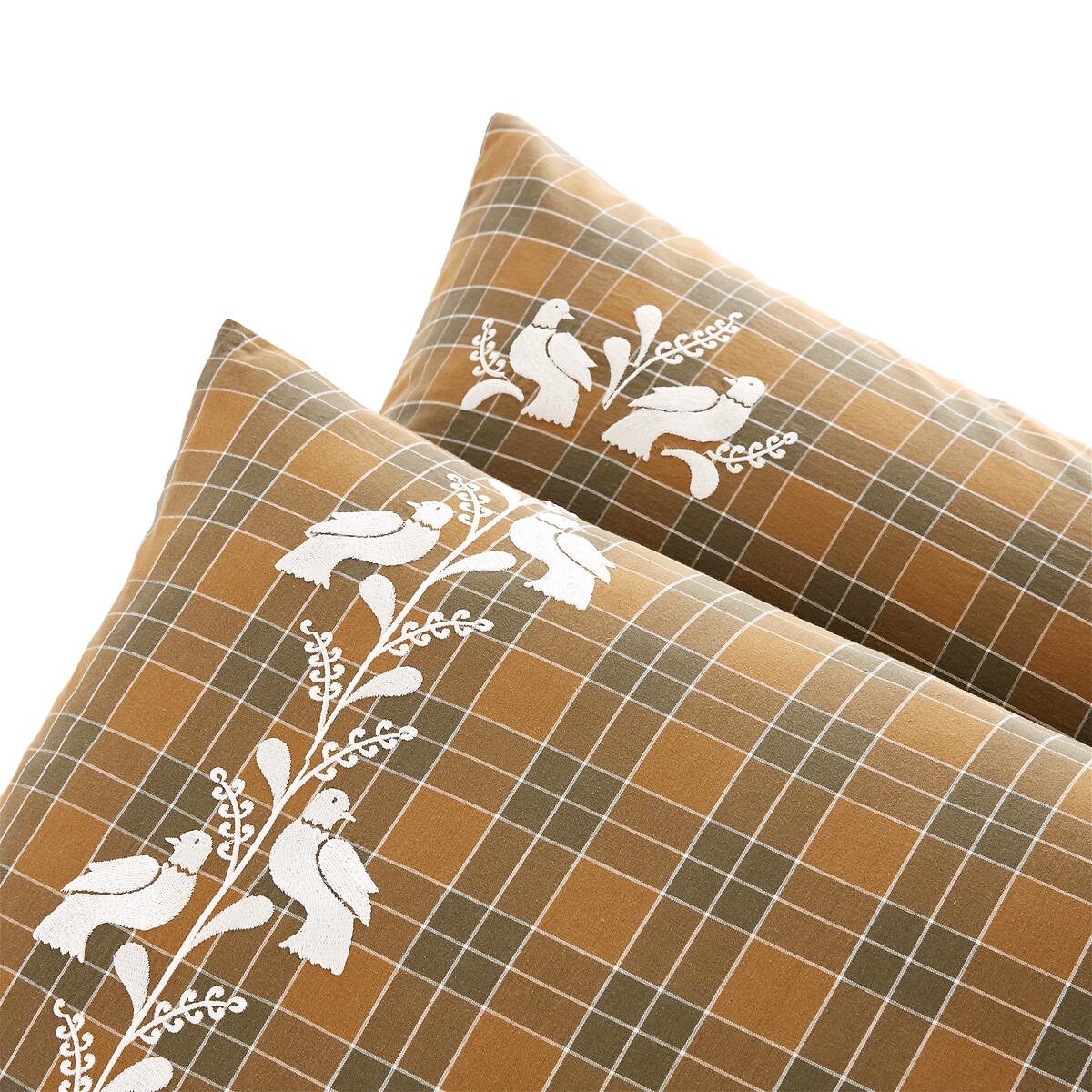 Lotta Embroidered Tartan 100% Cotton Pillowcase – image 4
