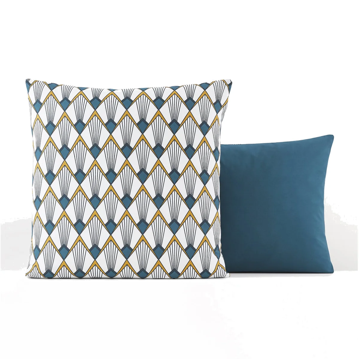 Elisa Blue Art Deco 100% Cotton Percale 180 Thread Count Pillowcase – image 1